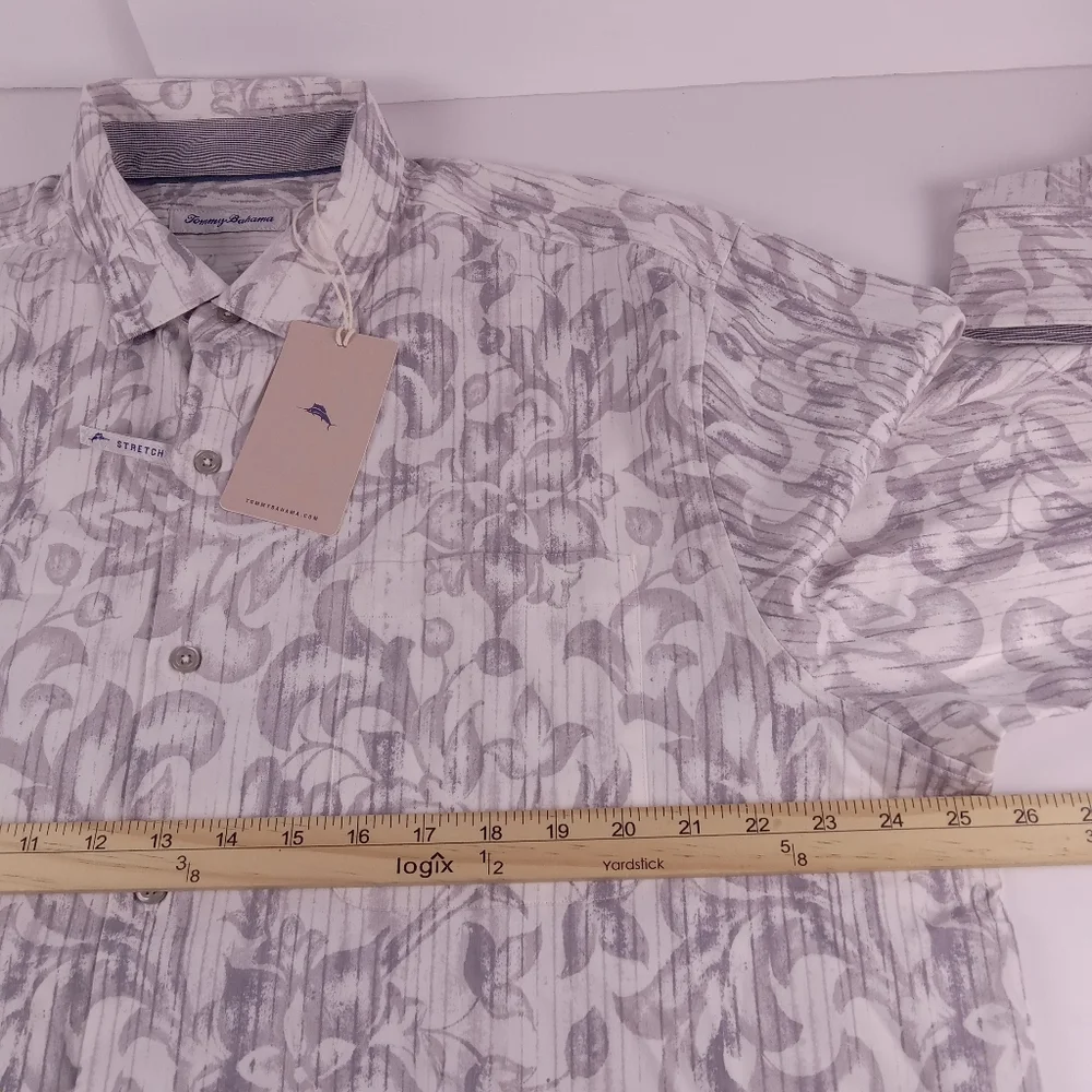 Tommy Bahama Lazlo Shirt Gray Mens XL Lux Slate Fronds Long Sleeve Button Down
